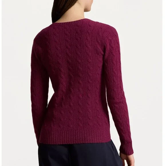 Polo Ralph Lauren Wool Cashmere Cable Knit V-Neck Sweater - Picture 2 of 5